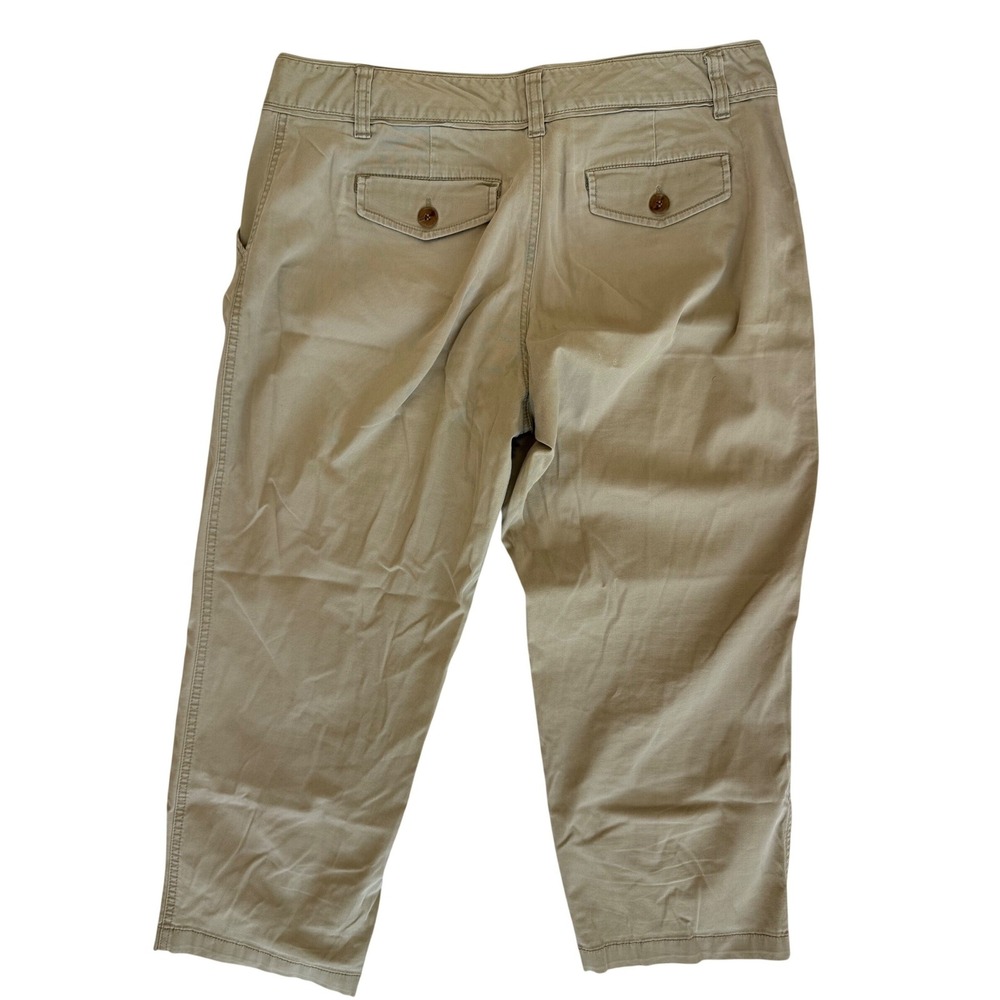 Outback Red Womens Cropped Khaki Chino Pants 32 Tan Casual Stretch Capris - Picture 2 of 6